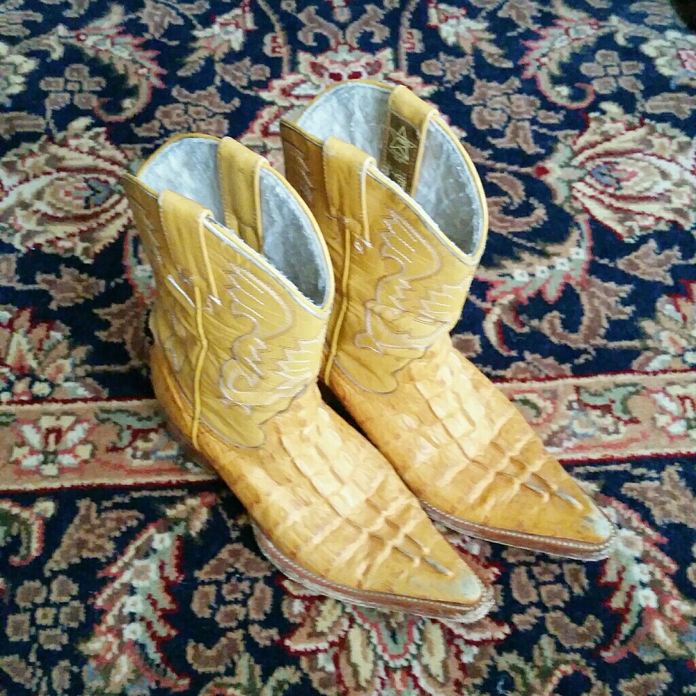Little Boys Brown Alligator Tail Boots - Size 13